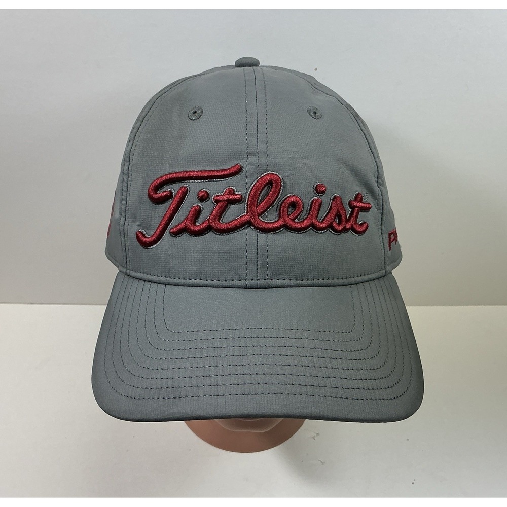 Titleist Pro‎ V1 Footjoy FJ Golf Hat Strap Back Gray Red Logo Sports Adjustable